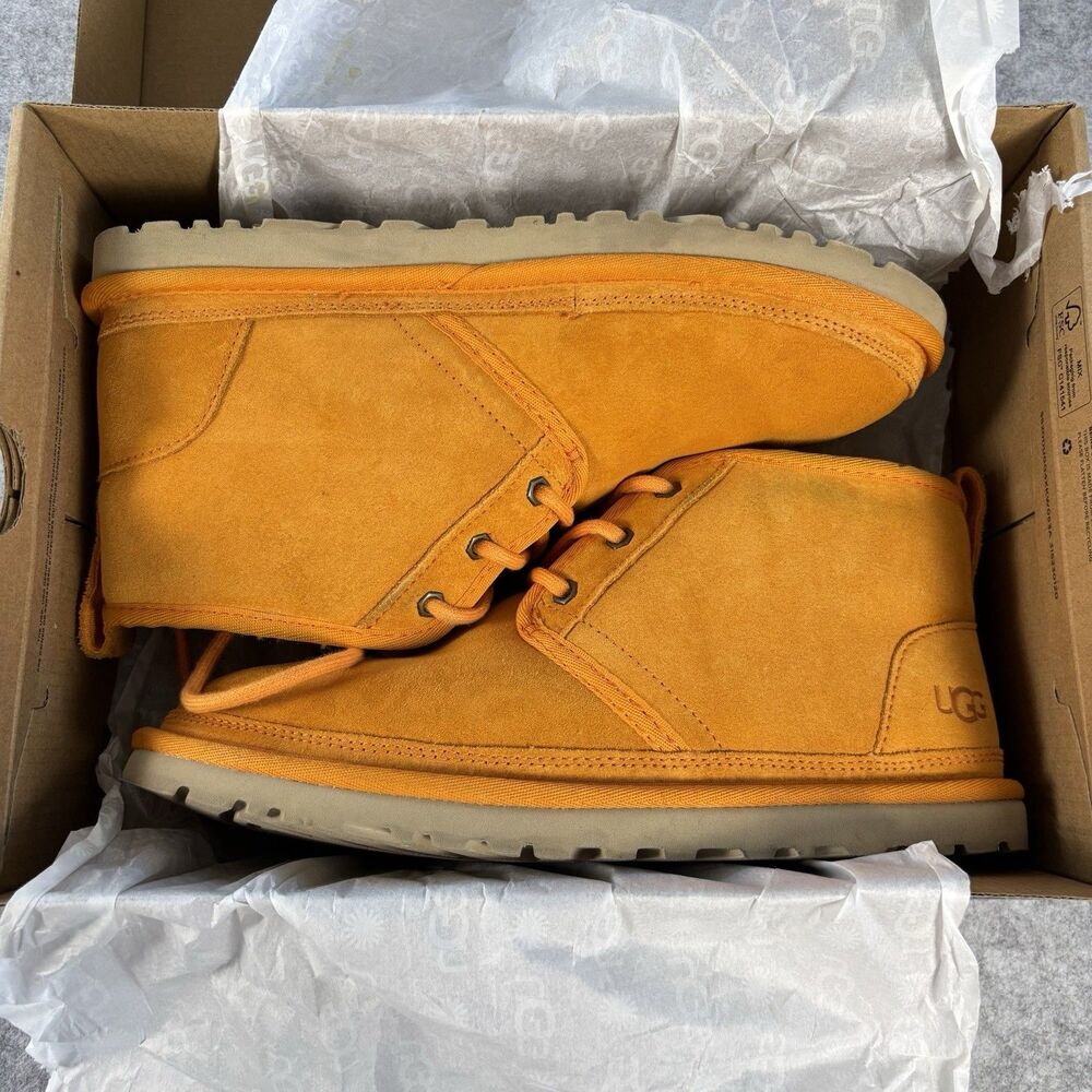 UGG Neumel Chukka Boots Suede Vibrant Orange Sherling Lined Womens Size 9 IOB